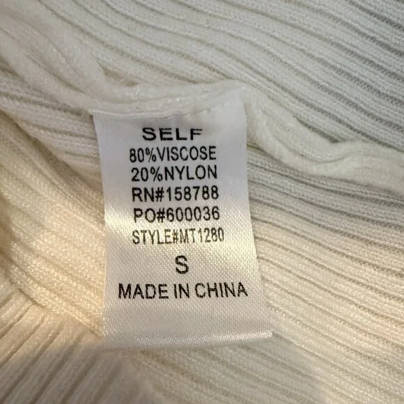 Nectar Clothing Cream Sweetheart Neckline Long Sleeve Ribbed Crop Top Size Small - Picture 4 of 6